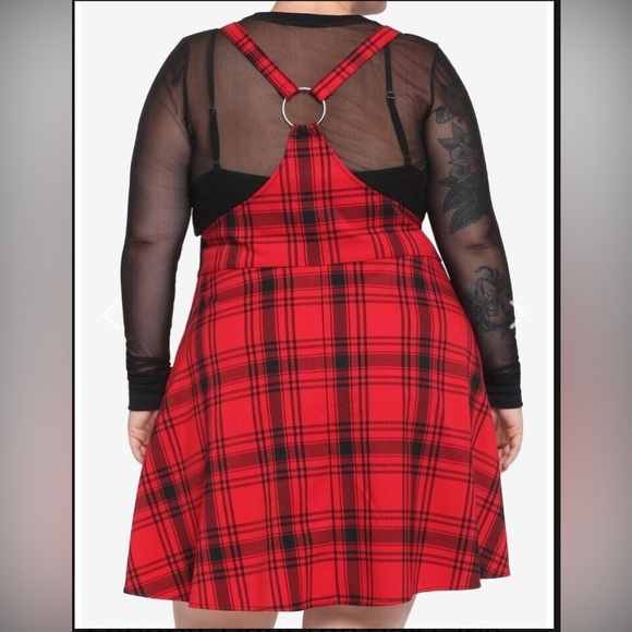 Scooby Doo Red and Black Plaid Jumper. Silver details. Adjustable straps. Small. - Picture 2 of 9